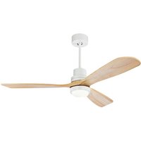 Aurion Ceiling Fan White Matt - Natural Wood Blades LED 3000-4000-6000K