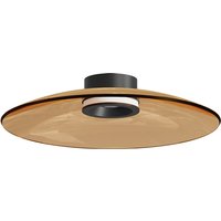 Aerisca 50cm Integrated Led Semi Flush Ceiling Light Black Matt-Tawny Glass LED 2700-3000K Dimmable