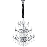 Zinta Ceiling Pendant Chandelier 3 Tier 22 Light Polished Chrome, Crystal (Item Requires Assembly)