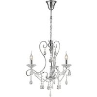 Vela Ceiling Pendant Chandelier 3 Light Polished Chrome, Crystal