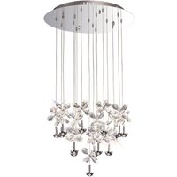 Aviva Ceiling Cluster Pendant Round 16 Light 4000K LED Polished Chrome, Crystal