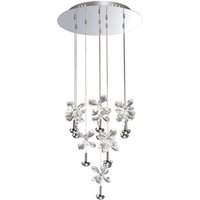 Aviva Ceiling Cluster Pendant Round 10 Light 4000K LED Polished Chrome, Crystal