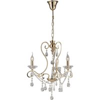 Vela Ceiling Pendant Chandelier 3 Light French Gold, Crystal