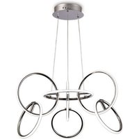 Aros Ceiling Pendant 89cm Diameter, 7 Ring, 81W LED 3000K, 3500lm, Chrome, RF Remote Control