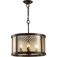 Asia Ceiling Pendant 4 Light E14 Oiled Bronze, Clear Glass