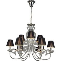 Acanto Pendant Round 9 Light E14, Polished Chrome With Black Shades