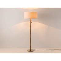 Wooden and brass disk floor lamp