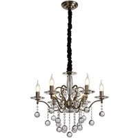 Zinta Pendant 6 Light E14 Antique Brass/Crystal