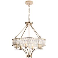 Vivienne Pendant/Semi Ceiling 6 Light E14 French Gold/Crystal