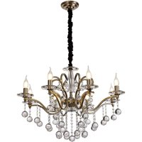 Zinta Pendant 8 Light E14 Antique Brass/Crystal