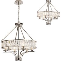 Vivienne Pendant/Semi Ceiling 6 Light E14 Polished Nickel/Crystal