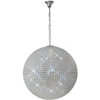 Ava Globe Ceiling Pendant 12 Light Polished Chrome, Crystal