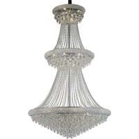 Alexandra Ceiling Pendant Chandelier 3 Tier 37 Light Polished Chrome, Crystal