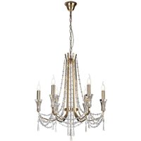 Armand Ceiling Chandelier Pendant 6 Light E14 French Gold, Crystal