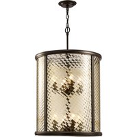 Asia Ceiling Pendant 8 Light E14 Oiled Bronze, Clear Glass